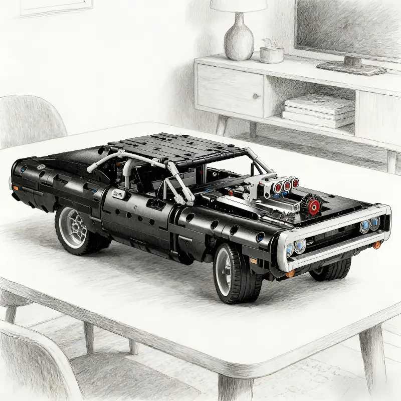 Technical Dodge Charger 42111 Racing Car Blocks  1077PCS Fast  Bricks Vehicle Building Blocks, Movie Model, Collectible Home Decor Great Holiday Gift for Car Lovers