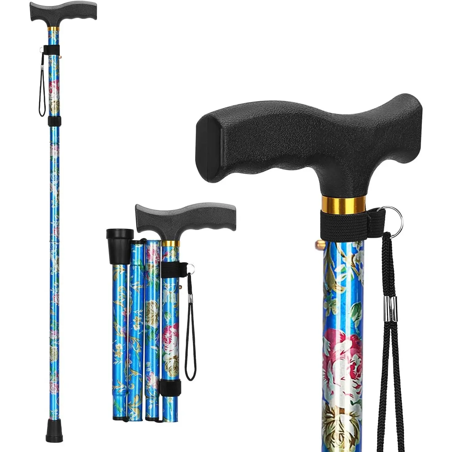 Collapsible Hiking Poles, Lightweight & Rust-Proof Walking Staff with Comfortable Grip for Camping, Travel & Outdoor Adventures, Camping Accessories, Collapsible Staff Hiking Sticks, 0.7Lb, Wear-Resistant