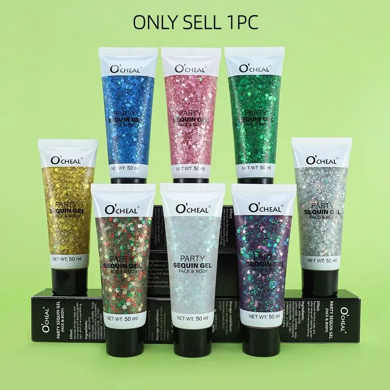 Facial and Body Glitter Gel, Multi-Use Shimmer Makeup, Easy to Apply and Remove, Perfect for Concerts, Festivals, Parties