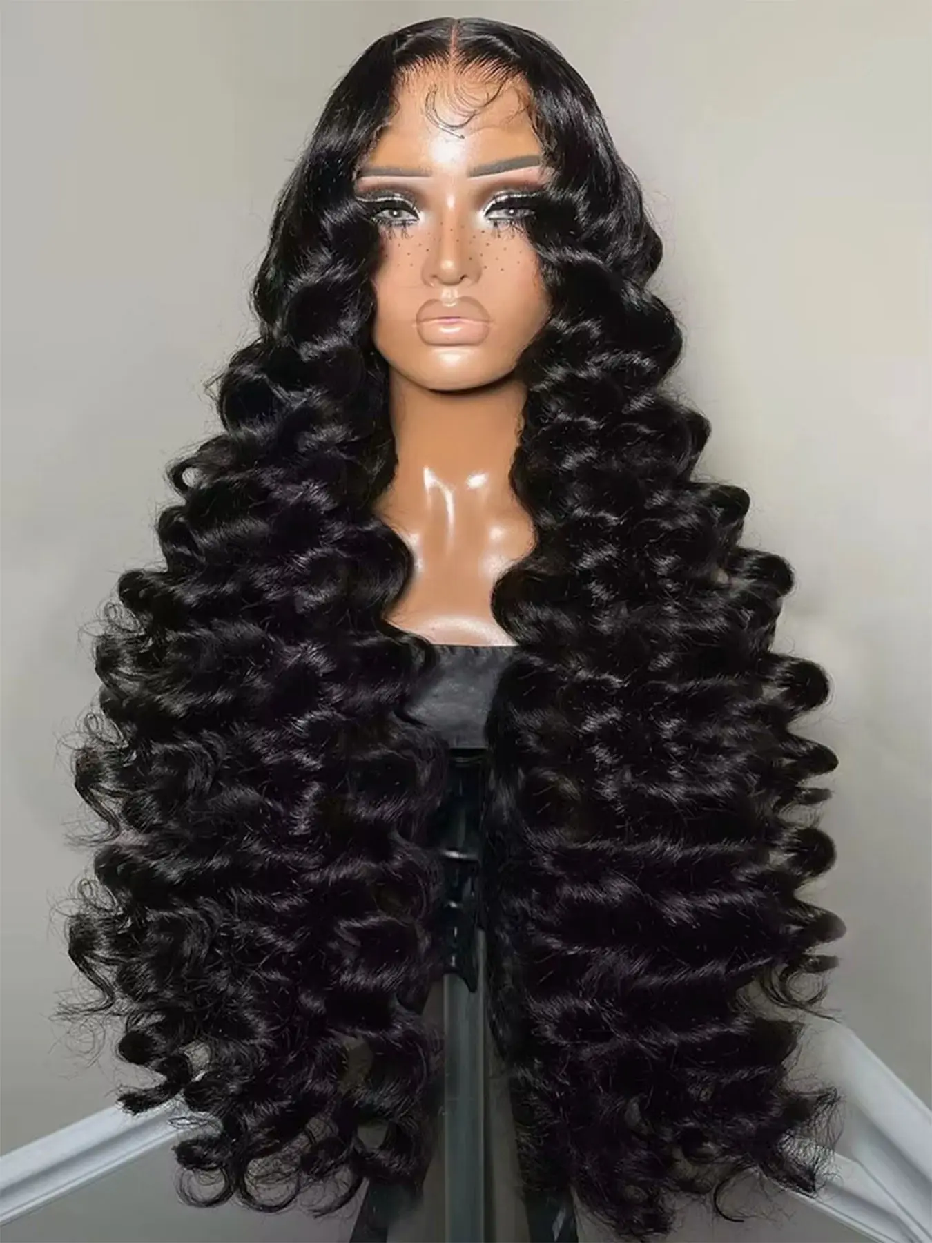 34 Inch  Long Loose Deep Wave 13x4 Synthetic Lace Front Wig Pre Plucked Hairline Heat-Resistant Hair 13x4 HD Transparent Lace Frontal Wigs For Women Curly Lace Wig 200% Density Natural Look Daily and Party Use
