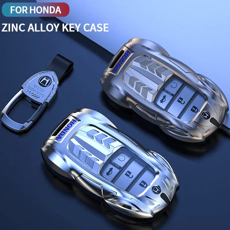 Metal Car Key Cover for Honda Models, Stylish Remote Protection Case, Durable Keychain Accessory, Fits Multiple Honda Vehicles