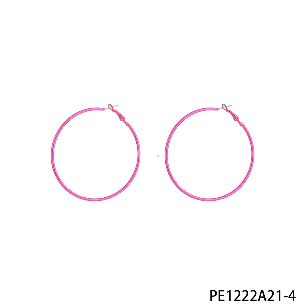PESENAR Bright Hot Pink 80s Oversized Hoop Earrings Ear Hoops