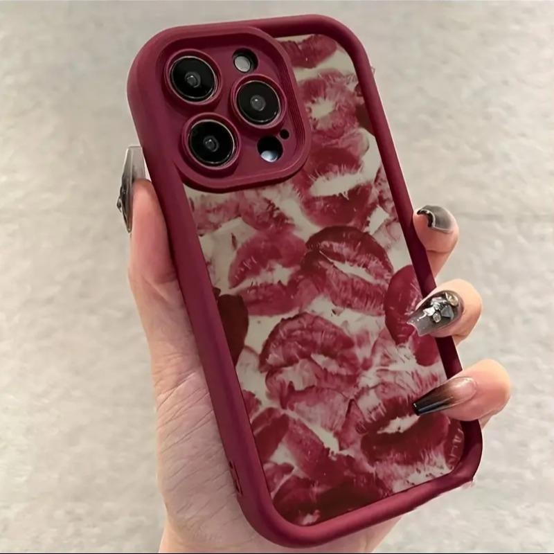 Darlingcase Lip Pattern Silicone Phone Case Anti-drop Cellphone Protective Case Total Protective Shockproof Mobile Phone Cover for iPhone 11 12 13 14 15 16 Pro Max Durable Protector Casing