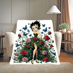 This adorable Betty Boop cartoon blanket is made of ultra-soft flannel and is a luxurious Betty Boop blanket, perfect for use on sofas, beds, travel, or in the car. Machine washable, hypoallergenic, and warmly comfortable, it's an ideal birthday gift for