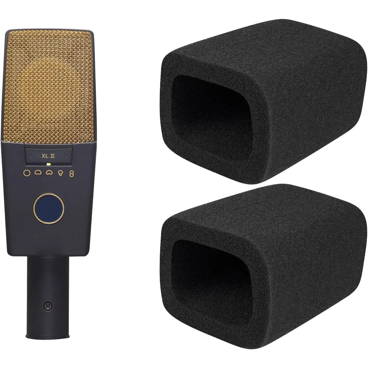 2 count Pop Filter for  C414 XLII/XLS Microphone - Black | Mic Cover for  Pro Audio C414 XL(II/S) Condenser Microphones