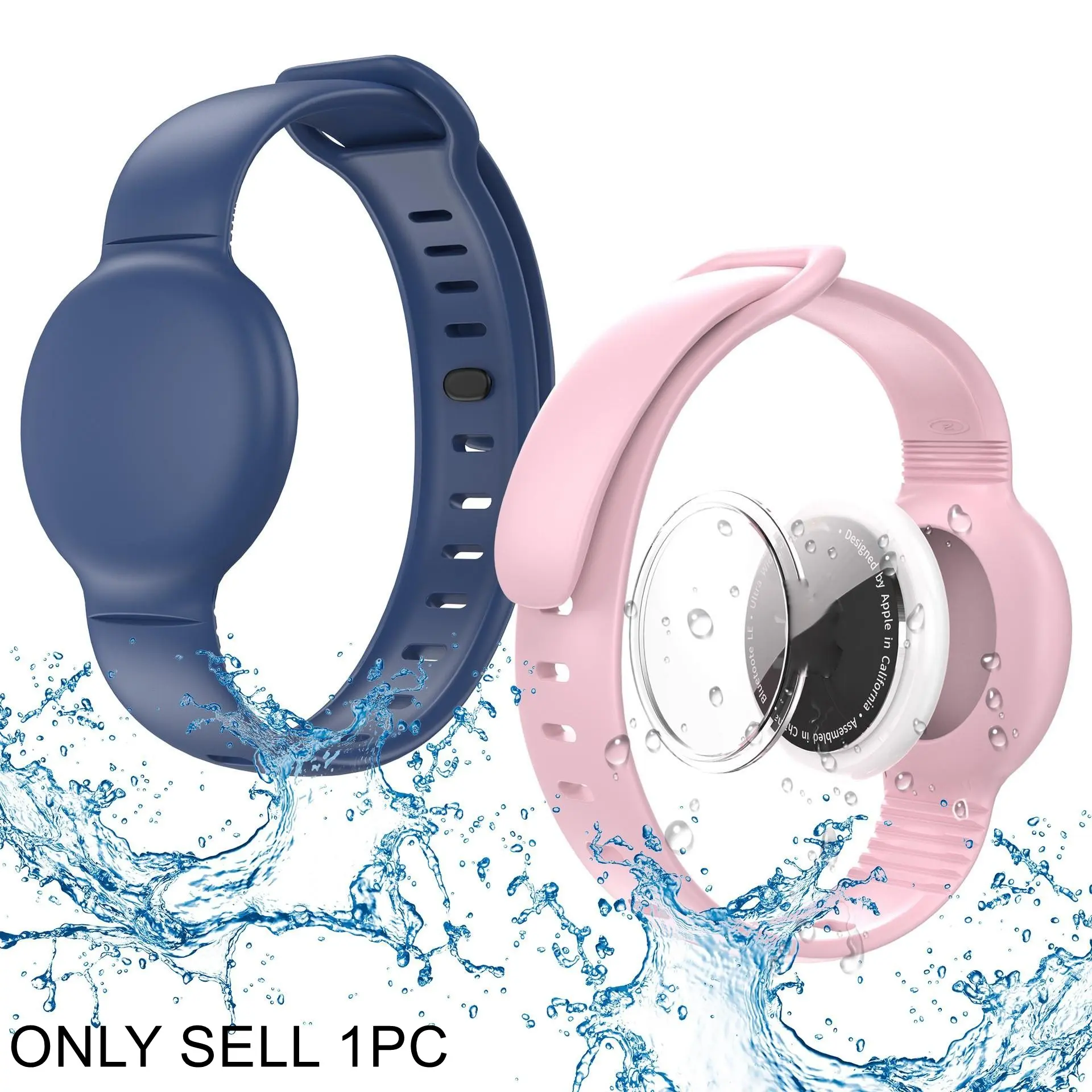 Airtag Kids Bracelet, 2 Pcs Adjustable Fit Silicone Wearable Wristband, Compatible with First and Second Generation Airtag, Boys and Girls, Secure Attachment