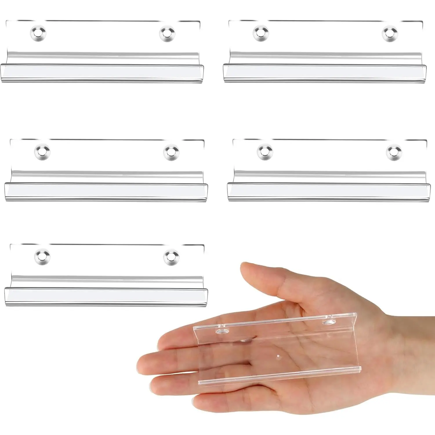 6 Pack Clear Vinyl Record Shelf Wall Mount Acrylic Album Display Holder Storage Hanger CD Floating Shelf for Home Office, 4 Inch