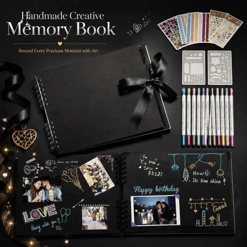 All-in-One Handmade Memory Album Set. Preserve precious moments with art. Ideal for recording memories of weddings, trips, birthdays and more. Photo Album Scrapbook