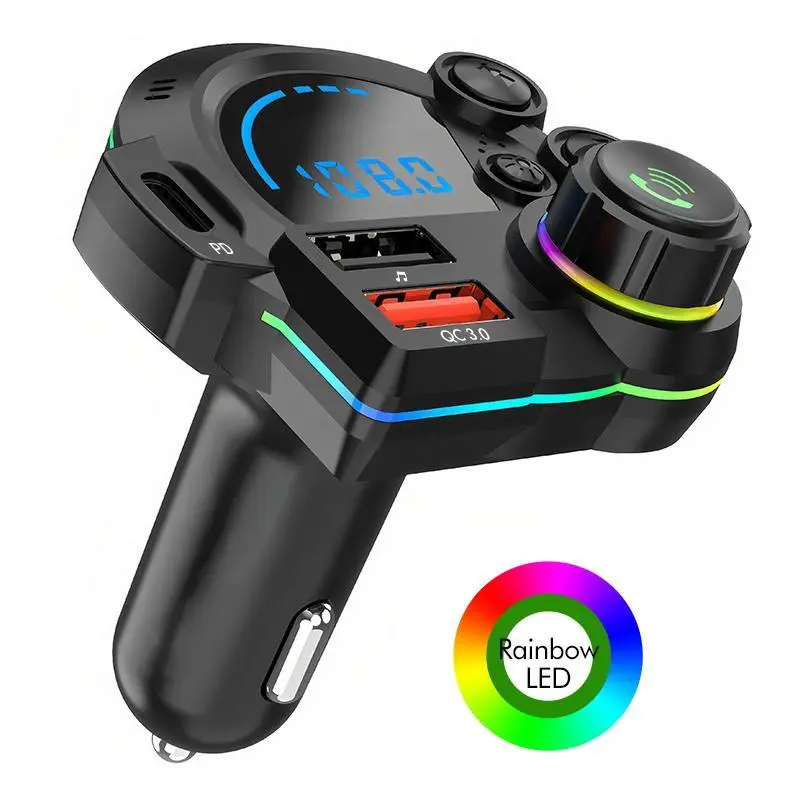 Bluetooth FM Transmitter for Car, Hi-Fi Lossless Music Player with Type-C PD 20W Fast Charging, Dual USB Ports, Wireless Hands-Free Car Kit, LED Display Radio Adapter, Road Trip Essentials, Gift for Men & Fathe
