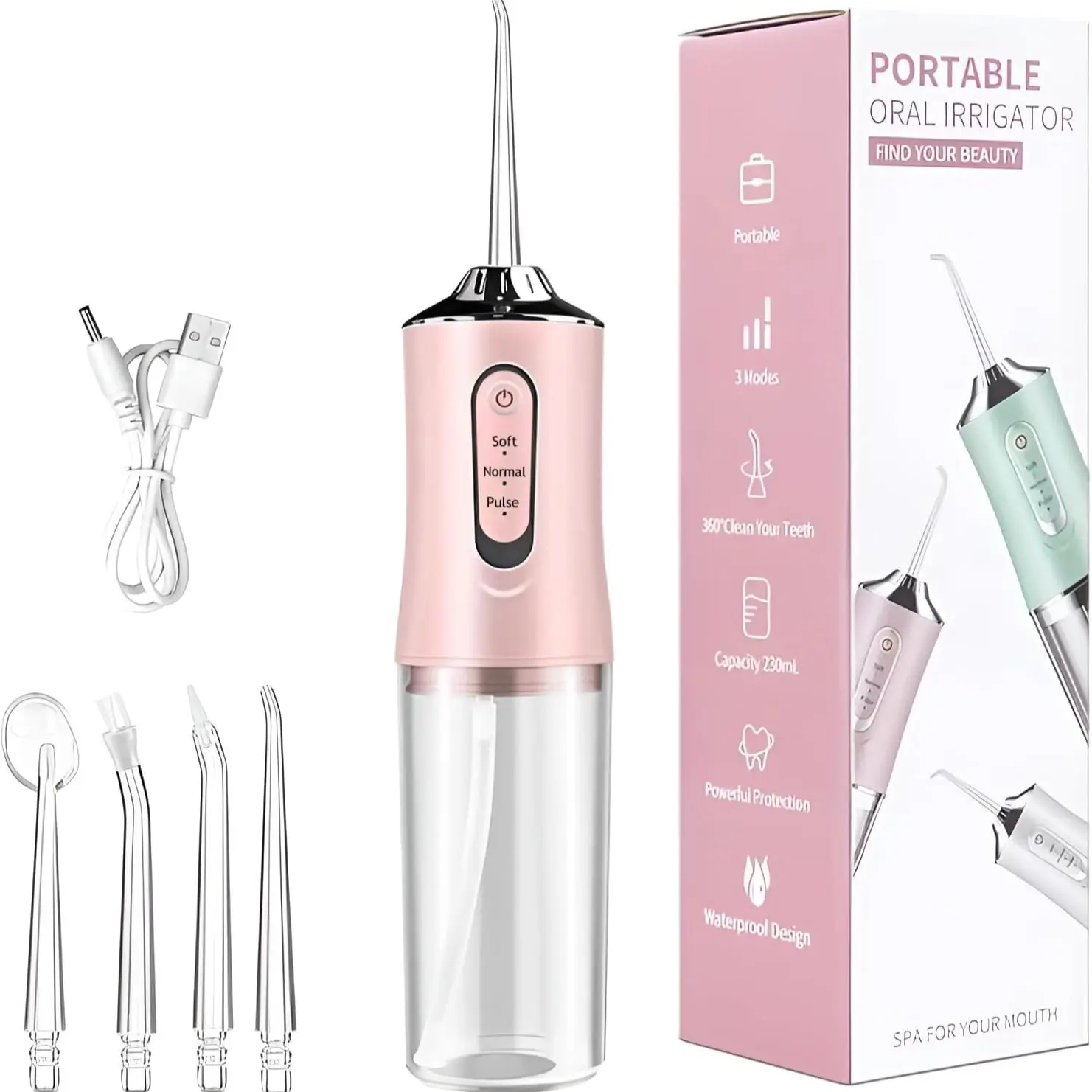 Electric Water Flosser Wireless, 3 Modes, 4 Nozzles, Portable Rechargeable Oral Irrigator, Travel Essential, Adult Gift, Tonsil Stones Remover, Water Flosser For Tonsil Stones, Water Flosser Cordless, Dental Water Flosser