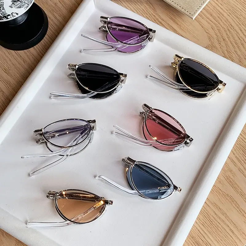 2026 New Foldable Small Oval Sunglasses for Women, Light Tint Lens Luxury Eyewear, Prescription Friendly Fashion Shades