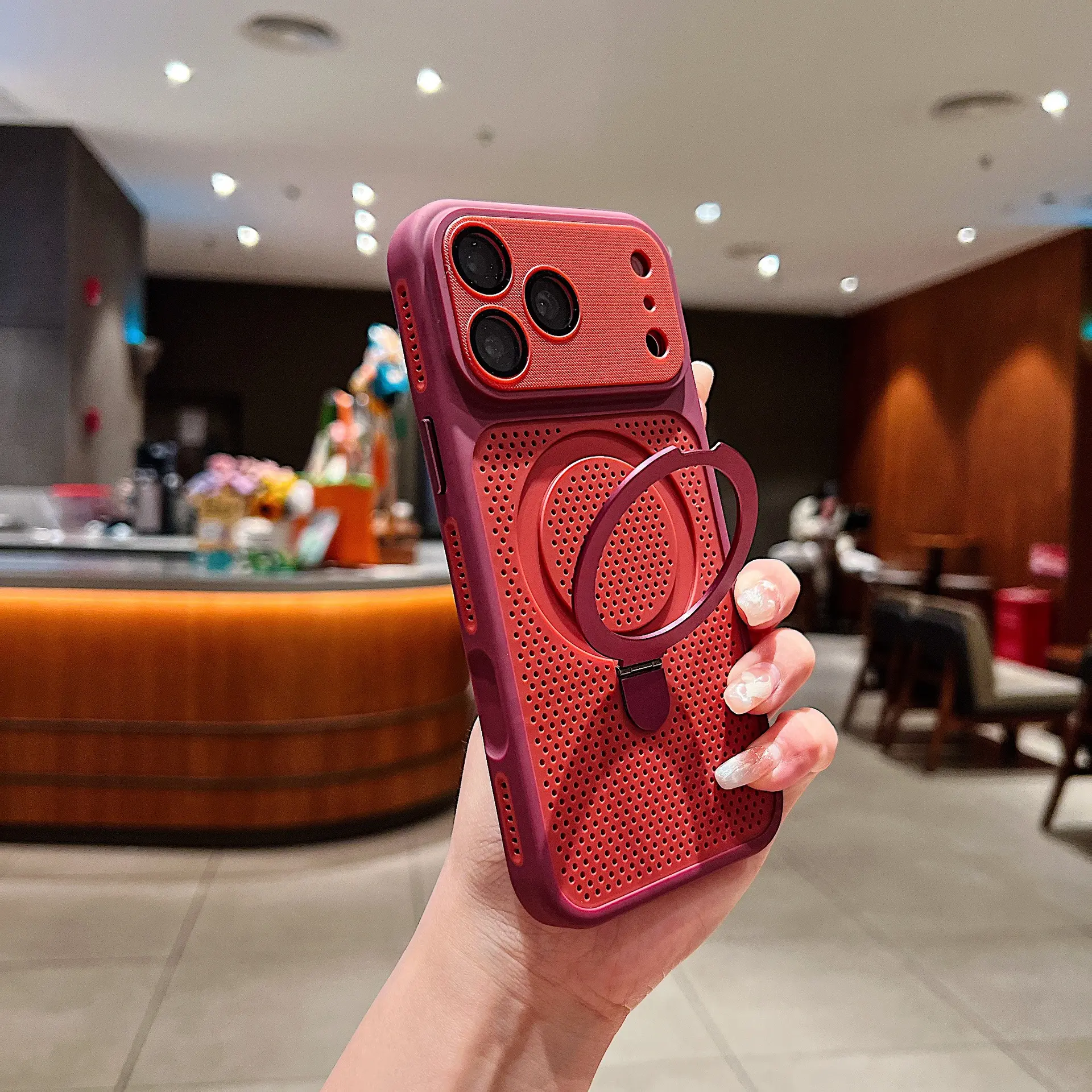 Magnetic Cooling Stand Phone Case for iPhone 17 Pro Max - Wireless Accessories, Tempered Anti-Fall Protection, Compatible with iOS Devices & iPhone Series