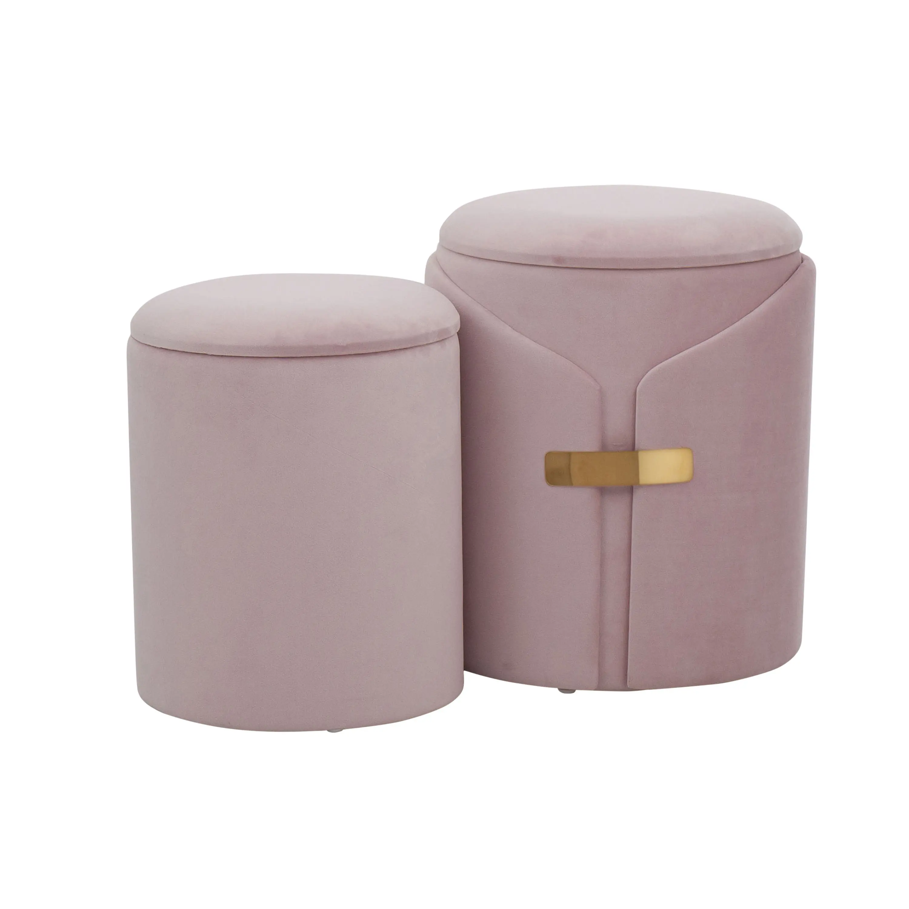 ARCH Contemporary Nesting Ottoman Set in Blush Velvet with Gold Metal Accent Pieces, Modern Living Room Footrest Stool Set, Space-Saving Stackable Accent Furniture, 2-Piece Set for Home Decor, Home Furniture and Household Product Search Terms