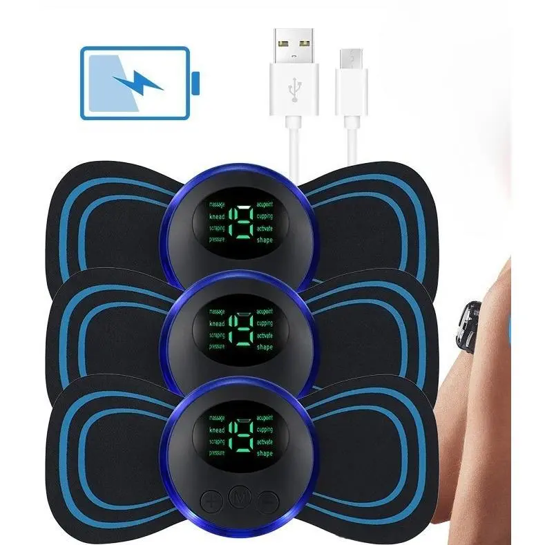 Portable Electric Body Massager, Low Frequency Muscle Stimulator Device with Massage Patches for Neck Back Calf