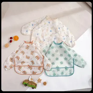 Waterproof Long Sleeve Bib, 1 Count Washable Feeding Bib, Soft Toddler Bibs for 6-24 Months, Baby Care & Health Supplies