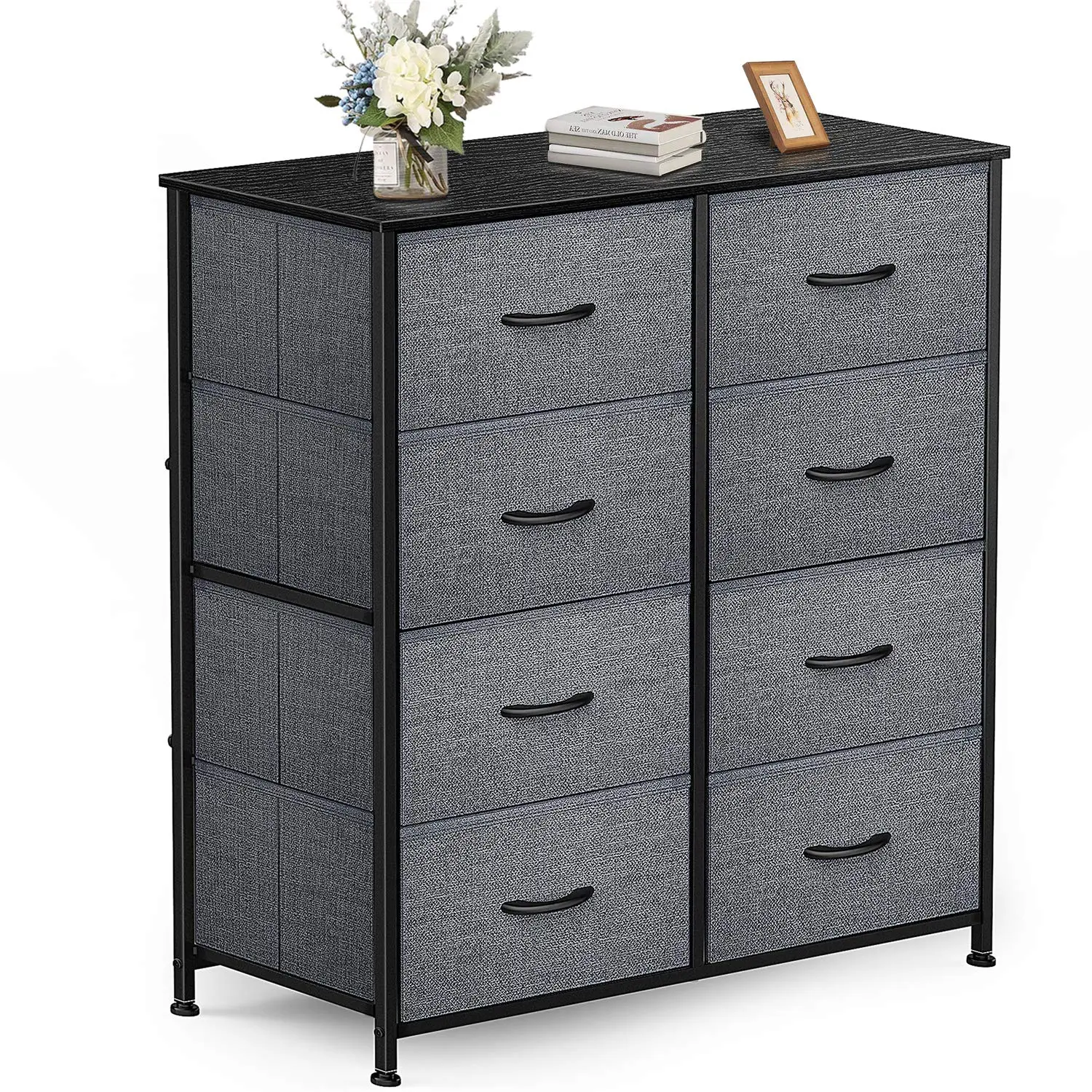 Yesker 8-Drawer Fabric Foldable Storage Cabinet Dresser for Bedroom - 31.4"x11.8"x36.9", Sturdy Steel Frame, Wood Top, Heavy-Duty Portable Drawer Unit, Adjustable Industrial Design, Steady Legs, Assembly Required, Nursery & Toy Organization Solution, Fold