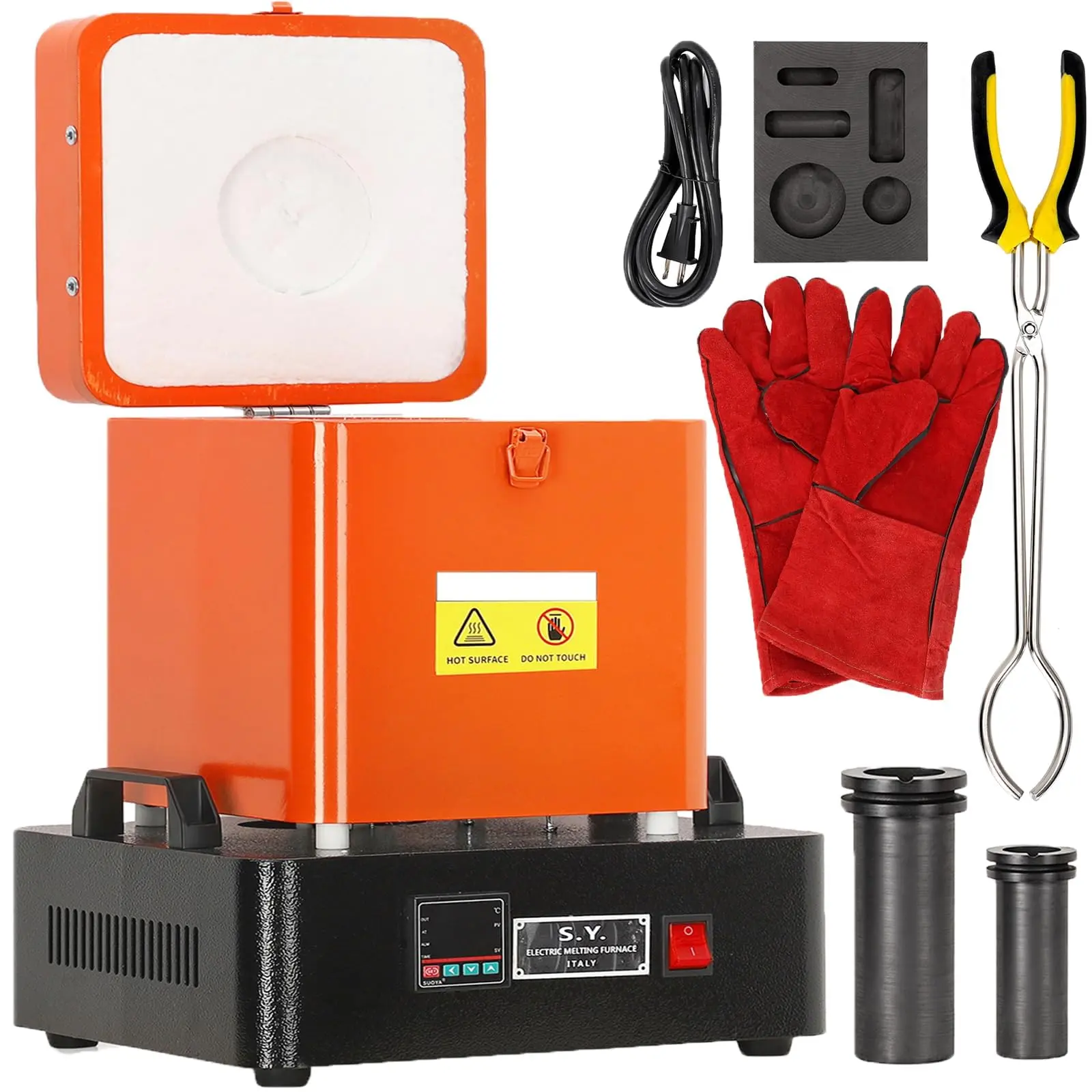 GARVEE Electric Gold Melting Furnace 1+3 KG Digital Smelting Kit with Crucible, 2100 °F Capacity for Melting Scrap Silver, Gold, Copper, Aluminum, 110V