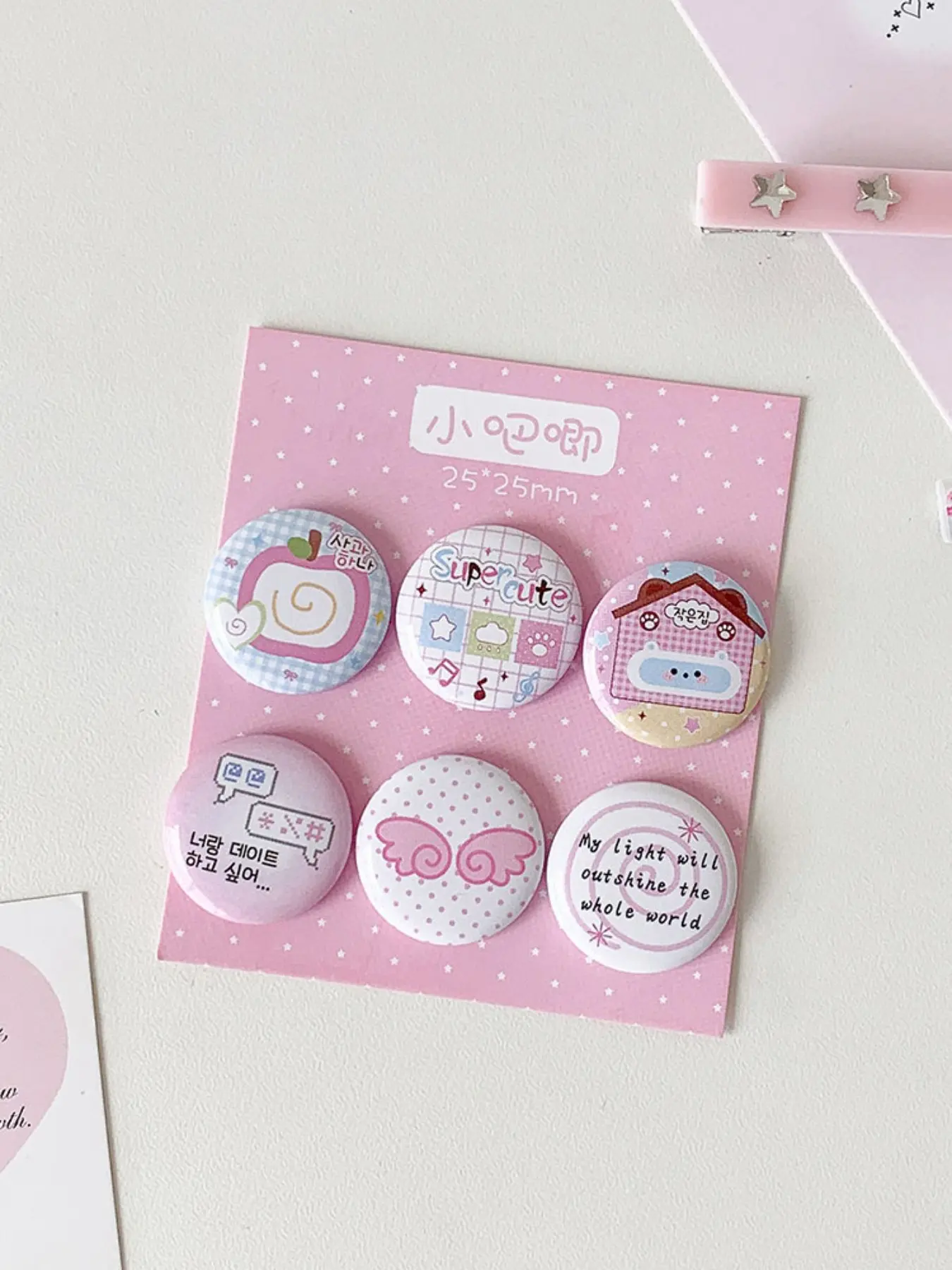 25mm Cute Cartoon Pin Badge Decor Pins, Student DIY Handmade Journal Bag Clip, Fun Accessory for Backpacks & Luggage, Perfect Gift Idea