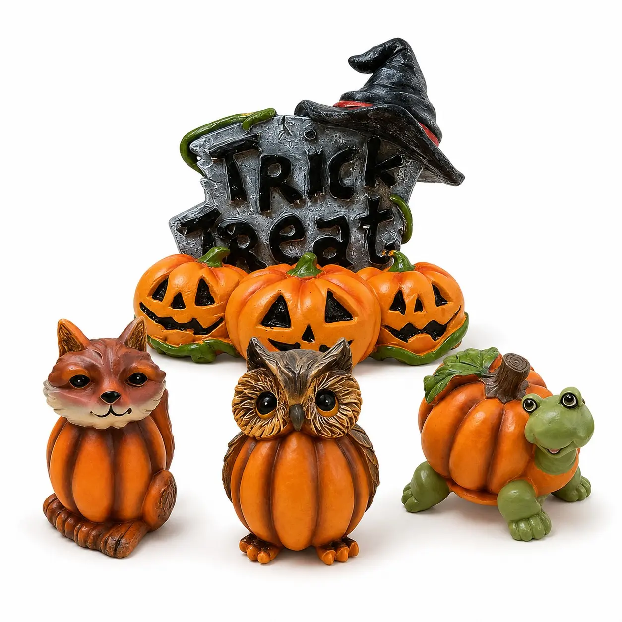 Halloween Pumpkin Decorations, Fox/owl/turtle/pumpkin Ornaments, Perfect for Bookshelves, Fireplaces, Desks, Fall & Halloween Parties
