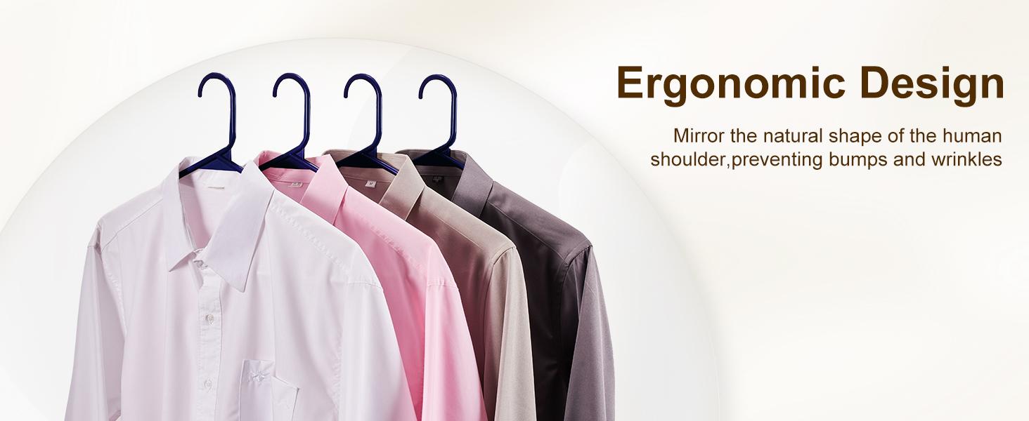 Black Plastic Hangers 50 Pack, Plastic Clothes Hangers with Built-in Hooks, Durable and Strong Plastic Coat Hangers for Closet, Space Saving Clothing Hanger for Shirts, Coats, Skirt, Dress