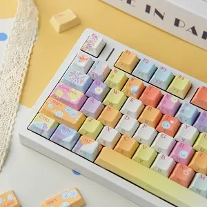 131 Key Original Height Keycaps, Cherry Profile, 5-Sided Heat Transfer, Dual Color Injection, Transparent Side, Mechanical Keyboard, Uk, Hebrew, German, Spanish, Unicorn Colors