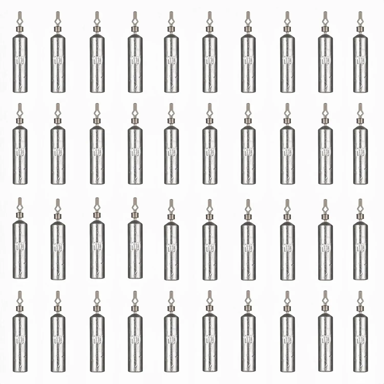 50 count Fishing Weights Sinkers Drop Shot Weights Pencil Skinny Sinkers with Barrel Swivel Casting Sinkers Catfishing Sinkers Lead Weights Sinkers for Saltwater Freshwater Fishing-(3.5-10g)