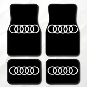 4PCS Car Floor Mats, Black Background White Five Rings  Pattern, Anti-Slip Wear Resistant Universal Fit All Vehicles Easy Clean Auto Interior, car guys accessories cool car stuff car essentials car accessories interior for girls/men car decor