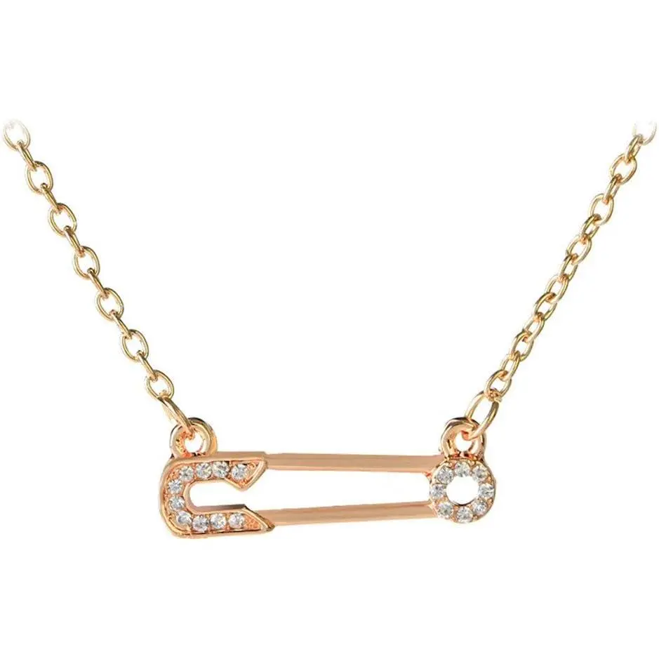 Safety Pin Necklace   Paper Clip Pendant Necklace for Women Dainty Cubic Zirconia Paperclip Necklace Clavicle Chain Necklace Choker Fashion