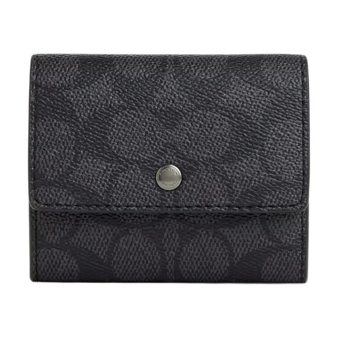 Coach Charcoal and Black Coated Canvas Zip Coin Purse for Men