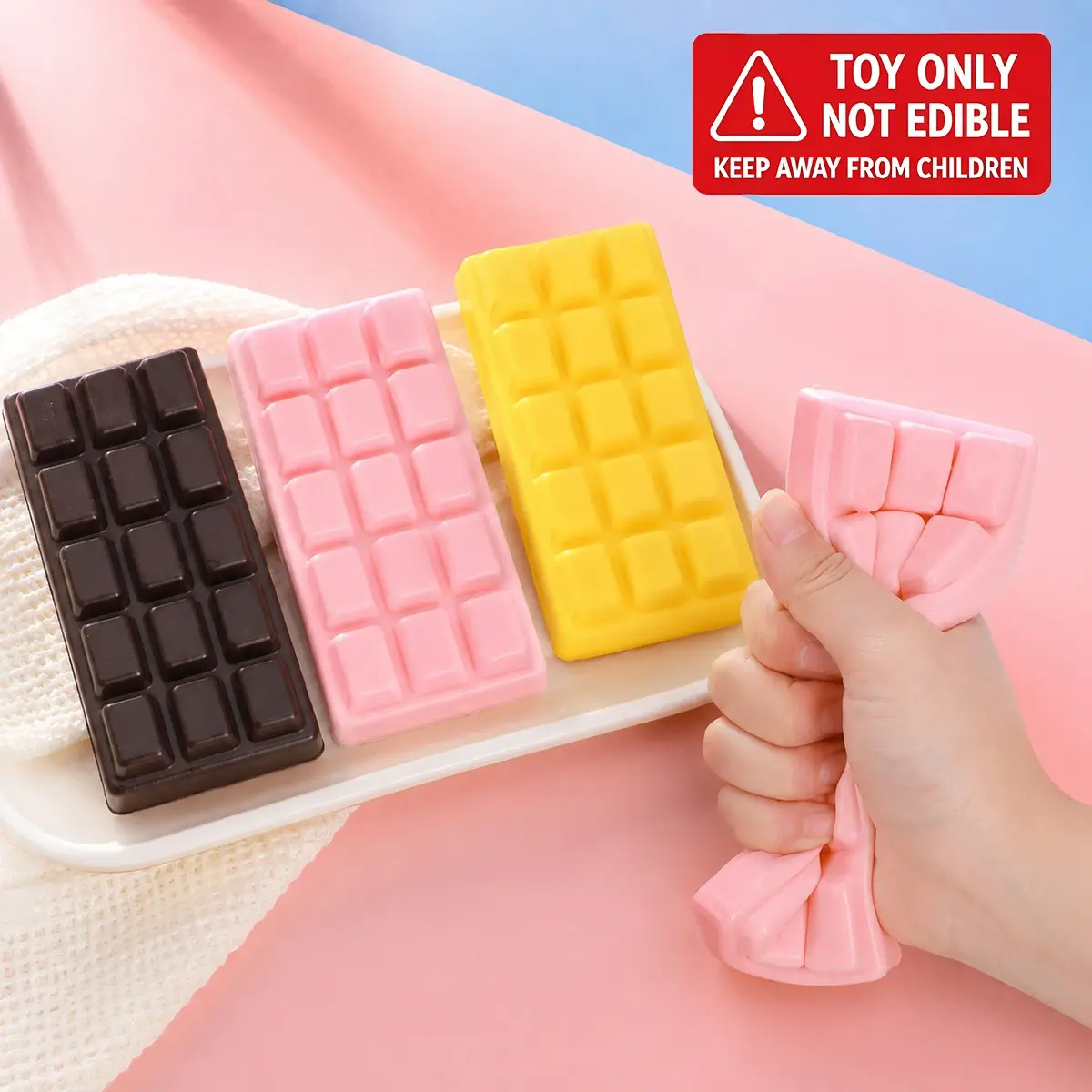 1pc/3pcs Squishy Chocolate, Slow Rising Chocolates Bar Squishies, Adorable Fake Dark Chocolate Fidget, Sensory Stress Relief Toys