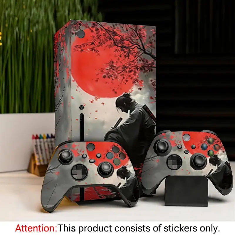 Moon Warrior Art Stickers for Xbox Series X, Vinyl Stickers for Console and Controllers, Waterproof, Scratch-Resistant, Removable