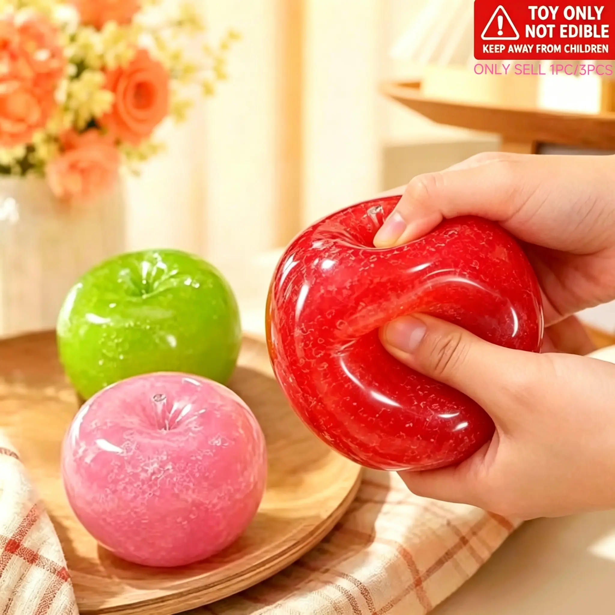 ISlushy Apple Squishy Fidget Toy, Squishy Stress Ball, Soft Moldable Slow‑Rebound TPR, ASMR Sensory Anxiety Relief, Pocket Desktop Toy for Adults, Classroom Focus Toy for Kids, Desk Decor, Prank Toy, Christmas Eve Birthday Goodie Bag & Sock Fillers