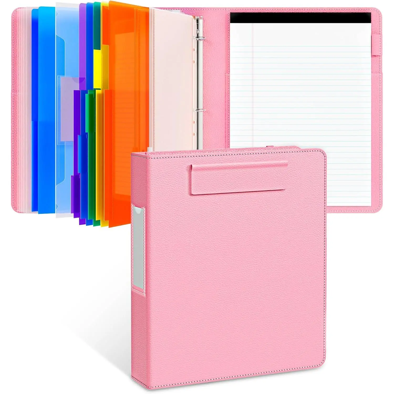 3 Ring Binder Clipboard with Storage, 5 Folders,  | 3 ring clipboard portfolio combines five expandable folders, a refillable letter size notepad and storage