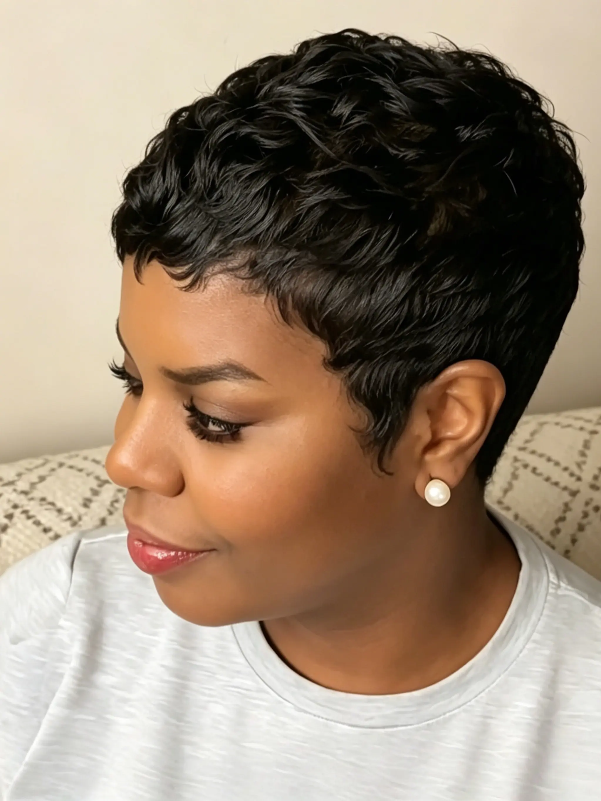 Short Pixie Cut Wig Human Hair for Women, Full Machine Made, Casual Style, 100% Human Hair, Ideal for Daily Wear