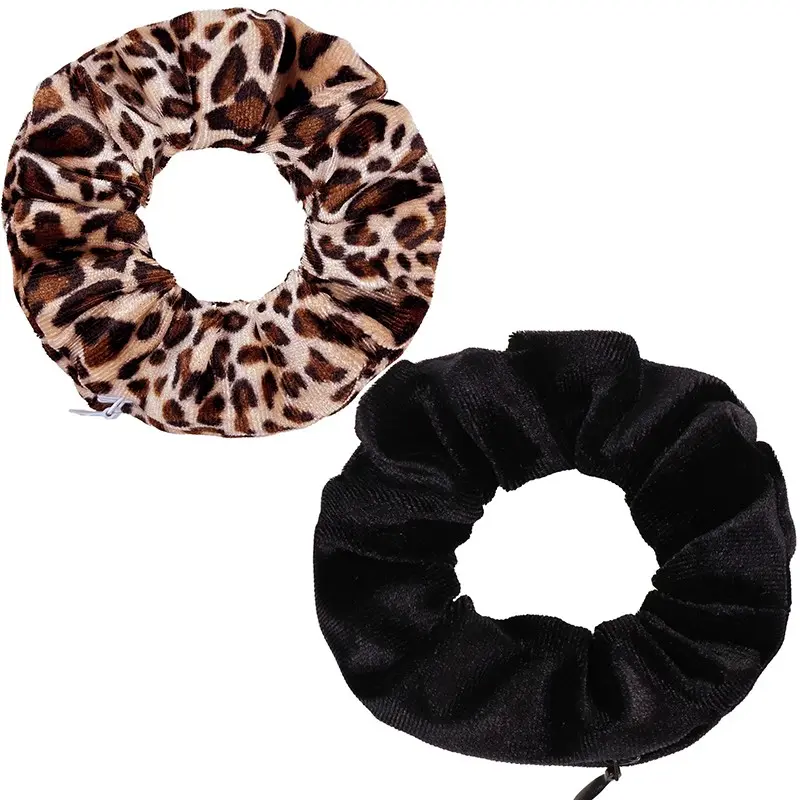 2pc Zipper Scrunchies, Korean Style Velvet Hair Ties, Compatible with Apple AirPods Pro, Pouch Storage Bag, All Seasons