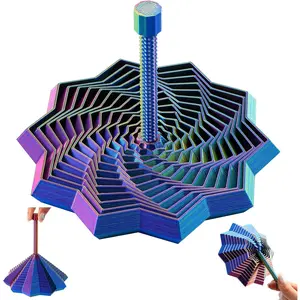 3D Printed Star Fidget Toys Adults Teen with Detachable Handle, Dual Motion Sensory Toys with Auditory Feedback,Color-Changing Spiral for Stress Relief and Focus,Gifts for ADHD and Office Deskfidget toys