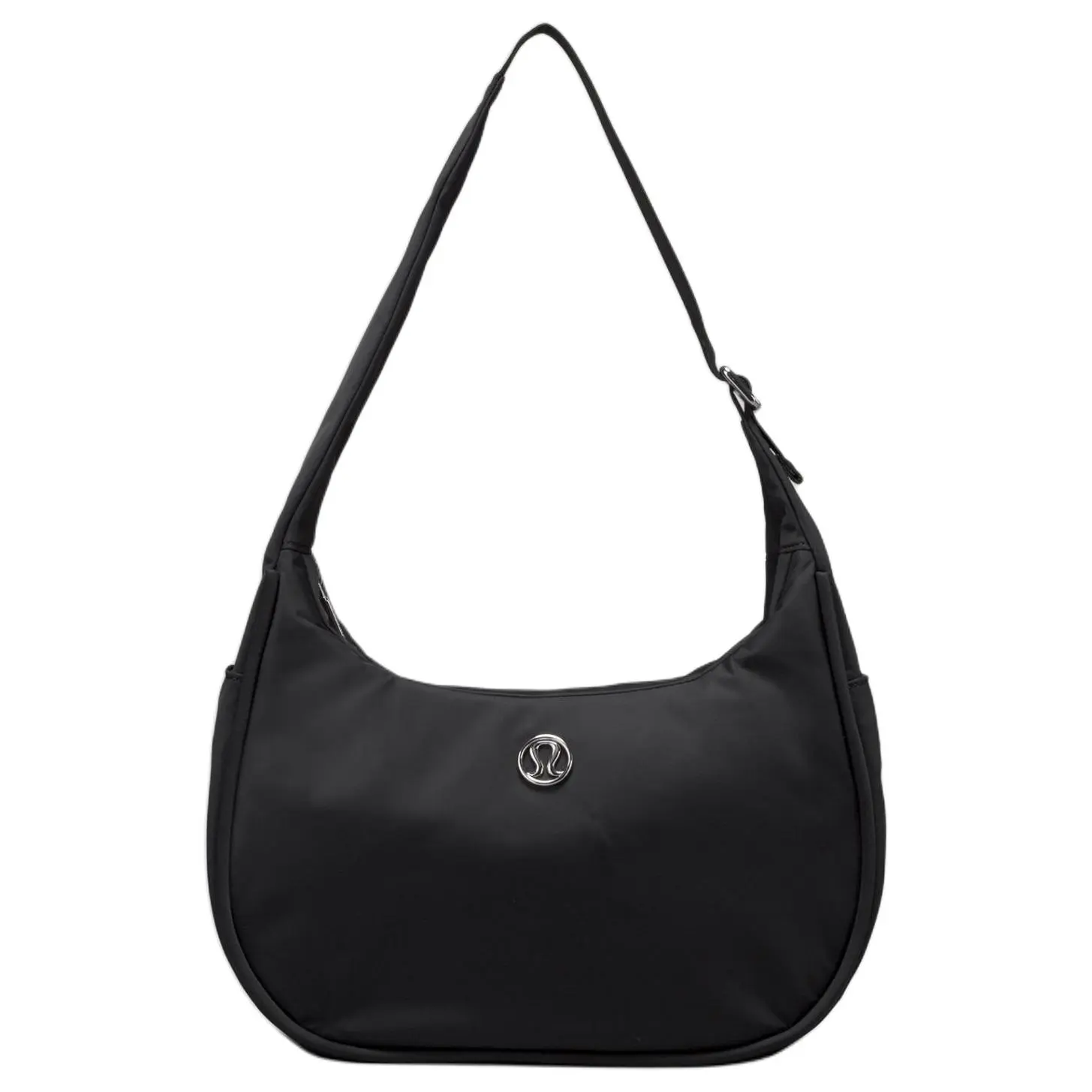 Lululemon City Essentials Mini 4L Pleated Shoulder Bag for Women – Metallic Logo Zip Closure, Nylon and Recycled Polyester, Black