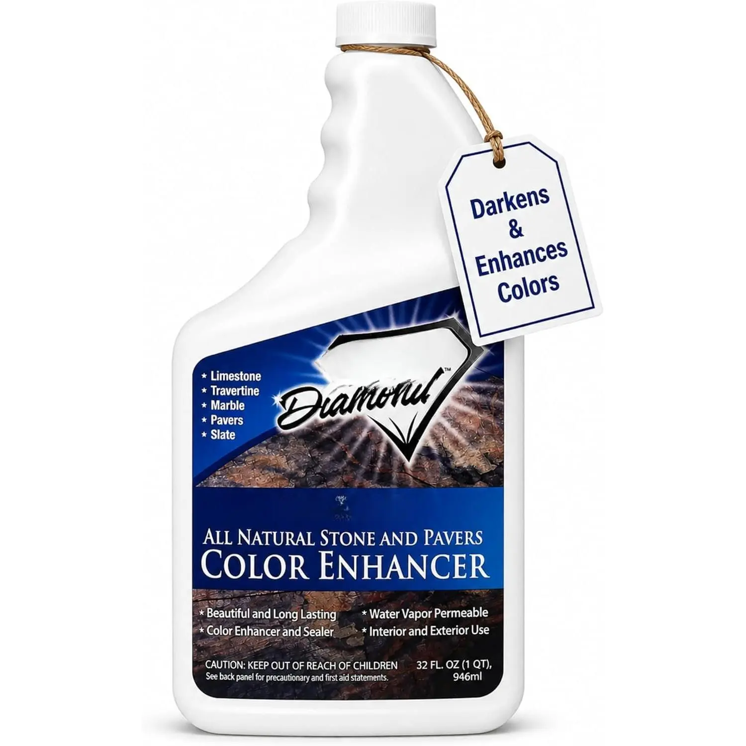 Color Enhancer Sealer for - Stone and Pavers. Marble, Travertine, Limestone, Granite, Slate, Concrete, Grout, Brick, Block. (1-Quart)