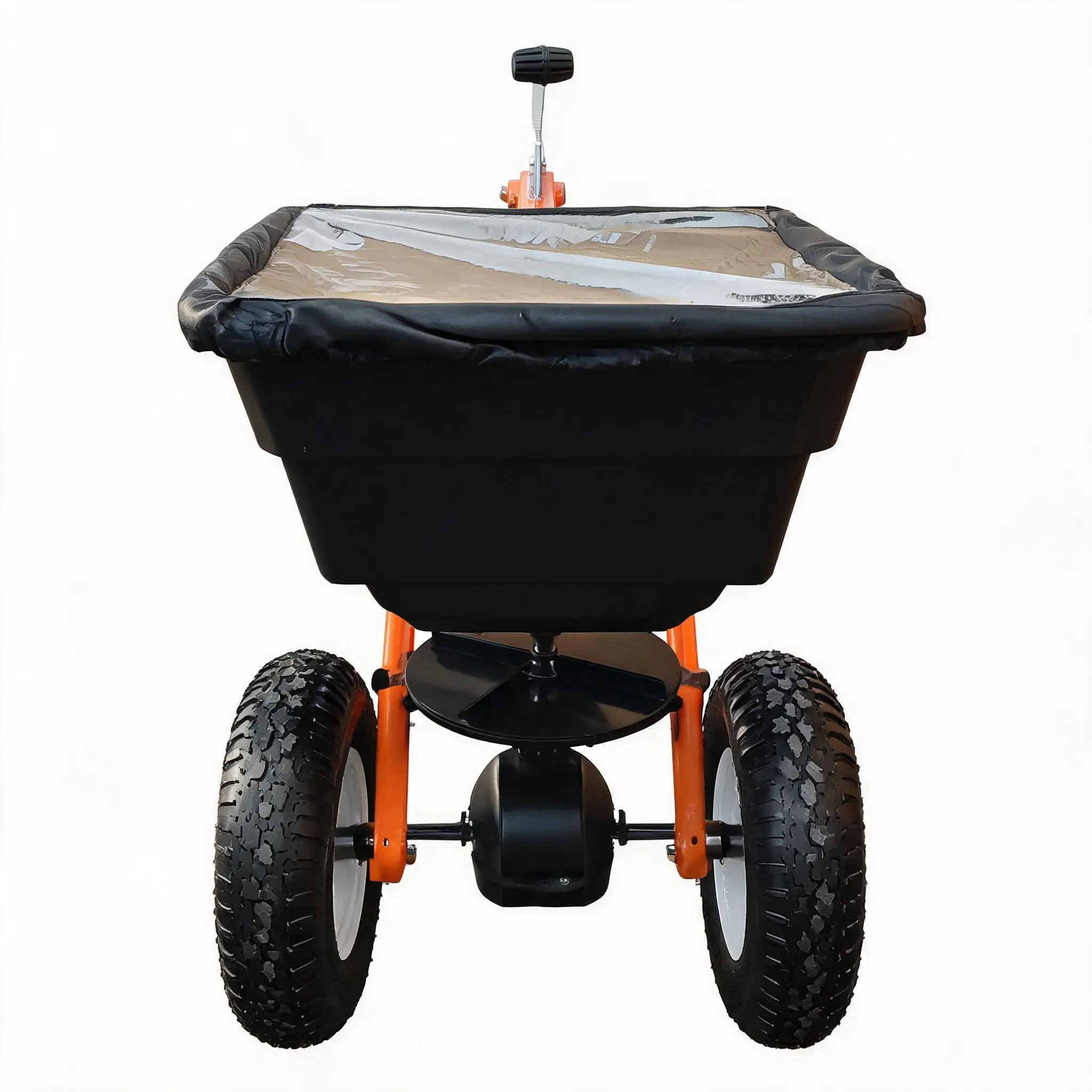 Tow Behind Broadcast Spreader, 90lb Capacity Garden Tool for Lawn Fertilizing, Seed Distribution