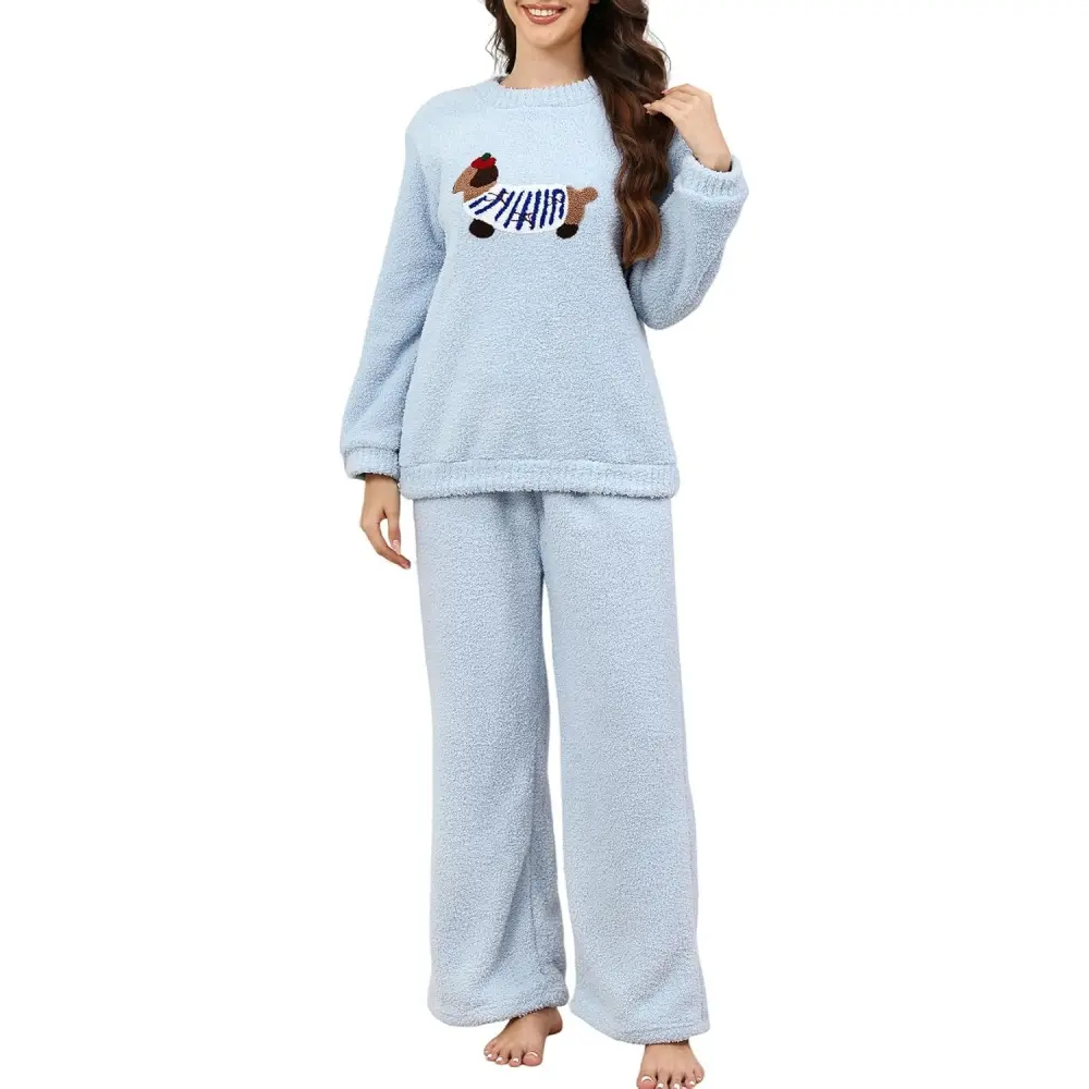 Yimoon Dachshund Pajamas for Women Warm Fleece Pjs Sets Fuzzy Loungewear Sleepwear