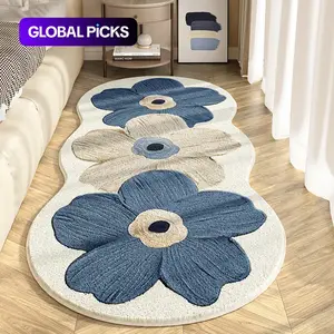 Special-Shaped Floral Plush Rug, Decorative Rug, Soft Thick Non-Slip Carpet for Living Room, Bedroom, Dining Room or Kitchen Decor
