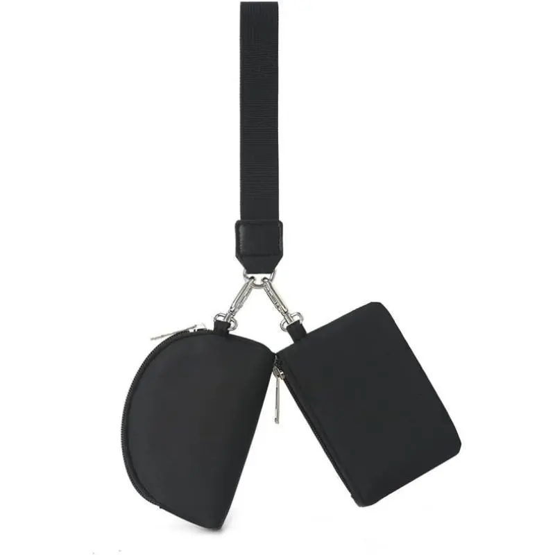 Soft Nylon Keychain Wallet for Women and Men, Stylish Mini Wristlet with Detachable Dual Pouch, Zip Coin Holder & Keyring for Bags, Keychain For Bags, Soft Keychain
