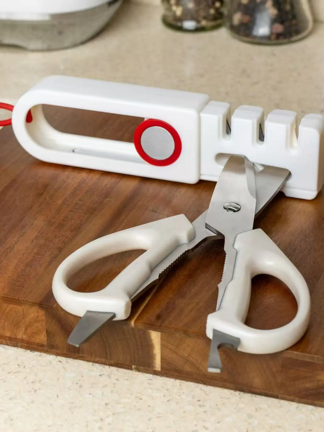 Multi-Functional Knife Sharpener, Quick Sharpening Tool for Kitchen Knives and Scissors, Portable Four-Stage Whetstone, Essential Home Item