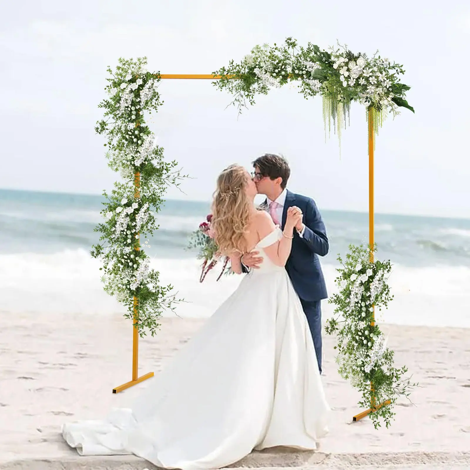 Machine-Welded Iron Metal Square Backdrop Stand (1.5m/4.9ft x 2m/6.6ft) - Square Wedding Arch Frame for Anniversary, Birthday, Indoor Outdoor Party Decor Banners Ornaments