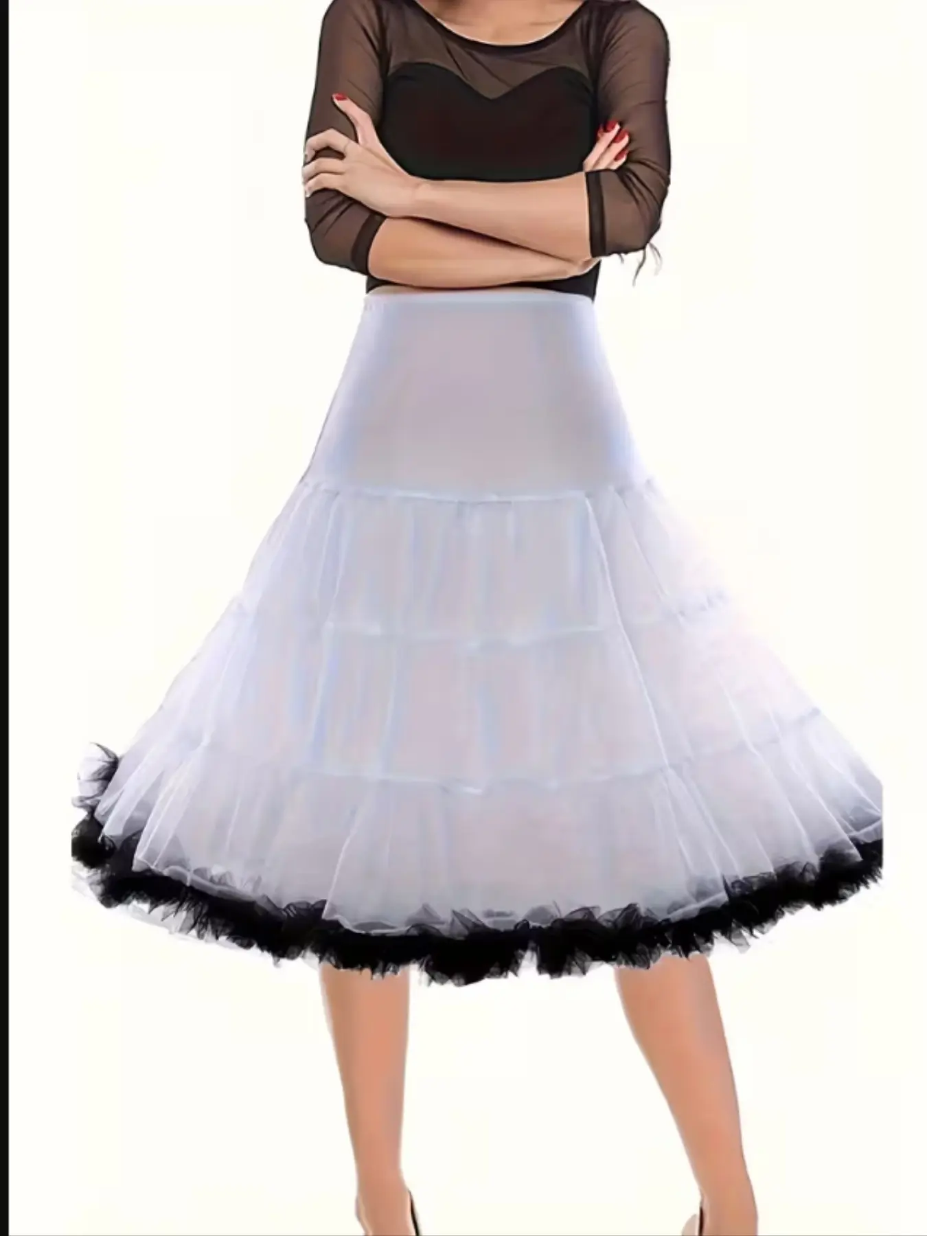 Women's 50s Vintage Petticoat Underskirt, 26" Crinoline Rockabilly Tutu Skirt, Knee Length Slip, Retro Fashion Accessory