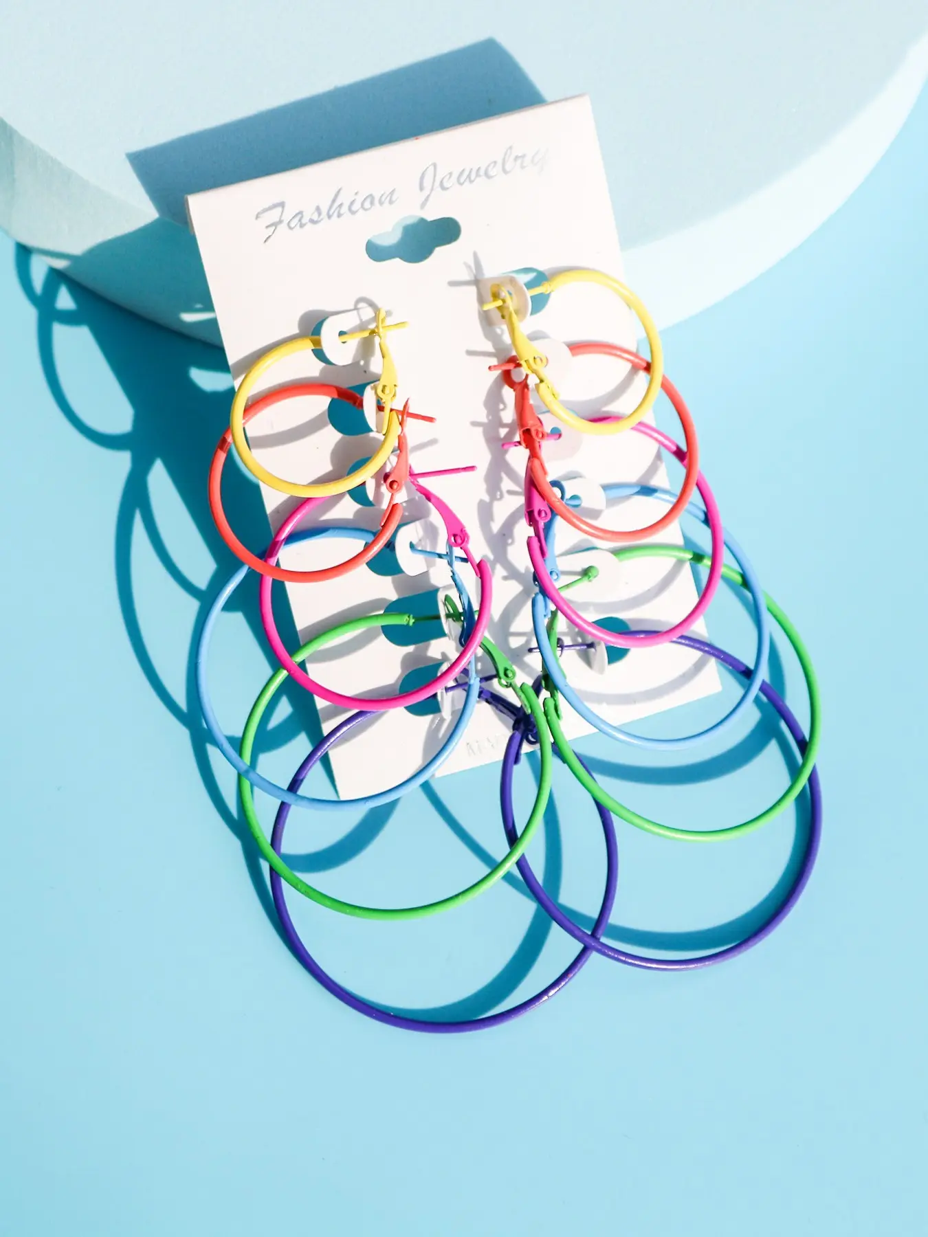 Rainbow Multi Layer Hoop Earrings Set Colorful Stacked Big Circle Hoop Drop Earrings Vibrant 6 Color Large Loop Dangle Earrings Y2K Summer Party Jewelry for Women Girls Earring Stacks