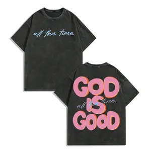 Oversized Tshirt Women Vintage Graphic Tees, Vintage T Shirts Humor Graphic Tee, Men & Women GOD IS GOOD Double-Sided Y2K Retro Graphic T Shirts, 230gsm Heavyweight Washed Ribbed 100% Cotton Loose Crewneck USA Made Daily Casual Top, Camisetas de Mujeres