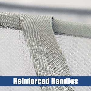 2 Pack Collapsible Laundry Baskets, Laundry Hamper with Convenient Bags, Foldable Laundry Basket Mesh Light Weight, Easy to Carry Clothes Hampers for Laundry, Dorm, Toys, Travel Grey