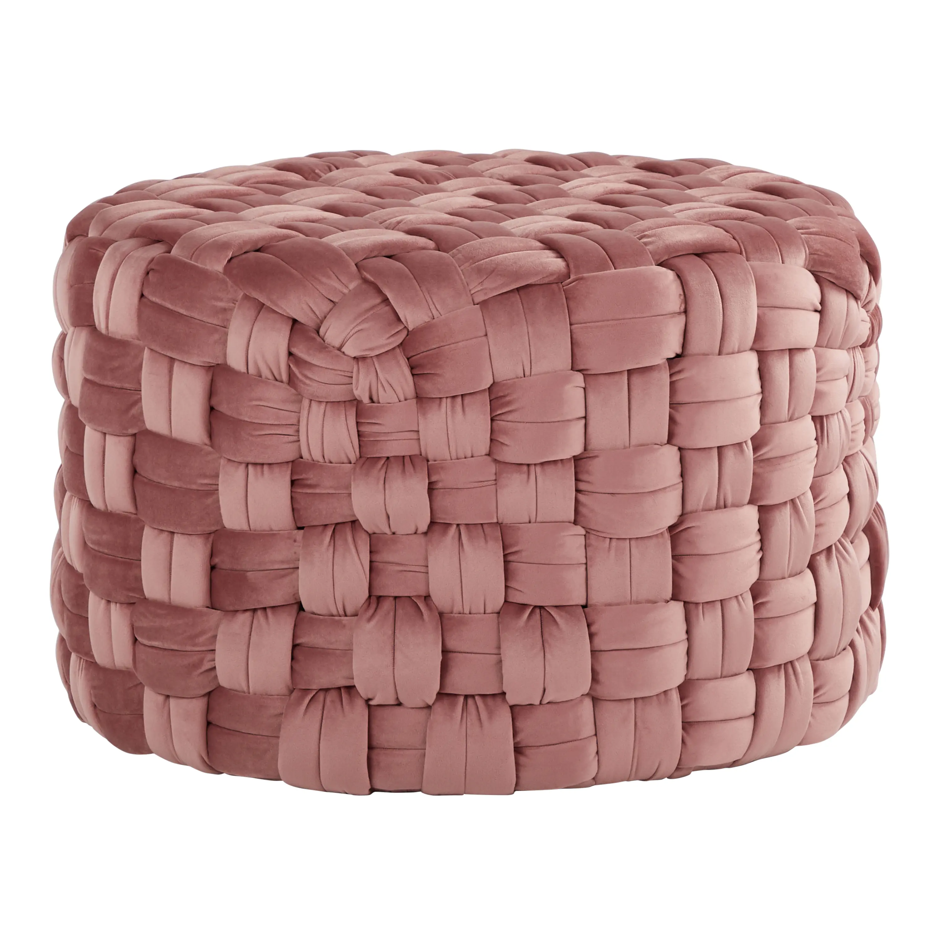 ARCH Round 24 Inch Ottoman Blush Velvet Footrest Stool for Living Room Bedroom Nursery Accent Seating Foot Stool Pouf Ottoman with Soft Velvet Upholstery, 24" Diameter, Blush Pink Color, Modern Round Ottoman for Home Decor, Home Furniture and