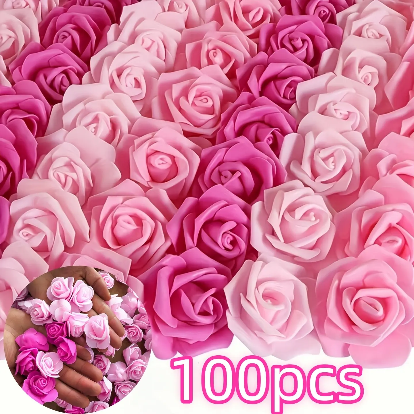 100pcs Realistic Foam Rose Heads, Soft Colors, Stemless, Ideal for DIY Wedding, Gifts, Valentine's Day, Christmas, Home Decor, Decorative Florals